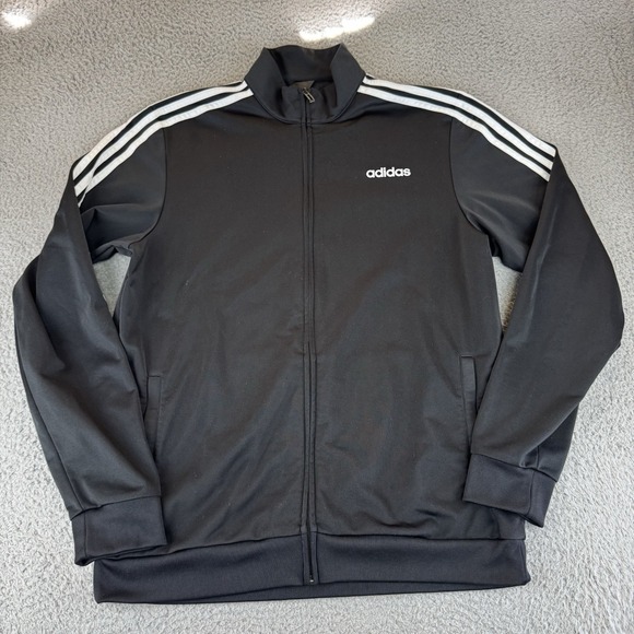 Adidas 3 Stripes Tricot Track Jacket‎ Black Men's Large - Picture 1 of 7